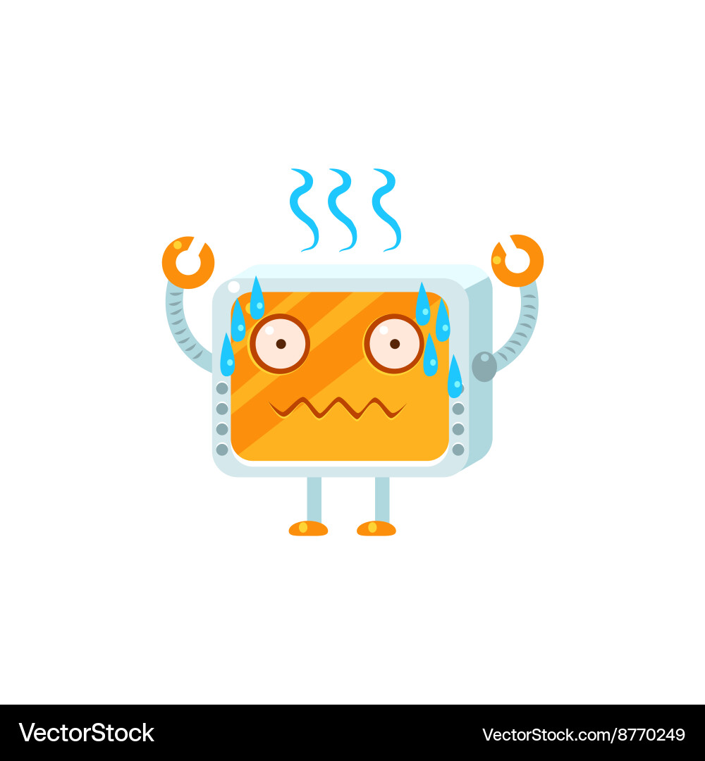 Stressed little robot character vector image