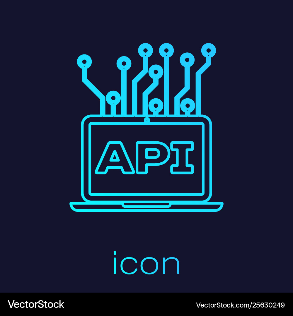 Turquoise computer api interface line icon Turquoise computer api interface line icon vector image