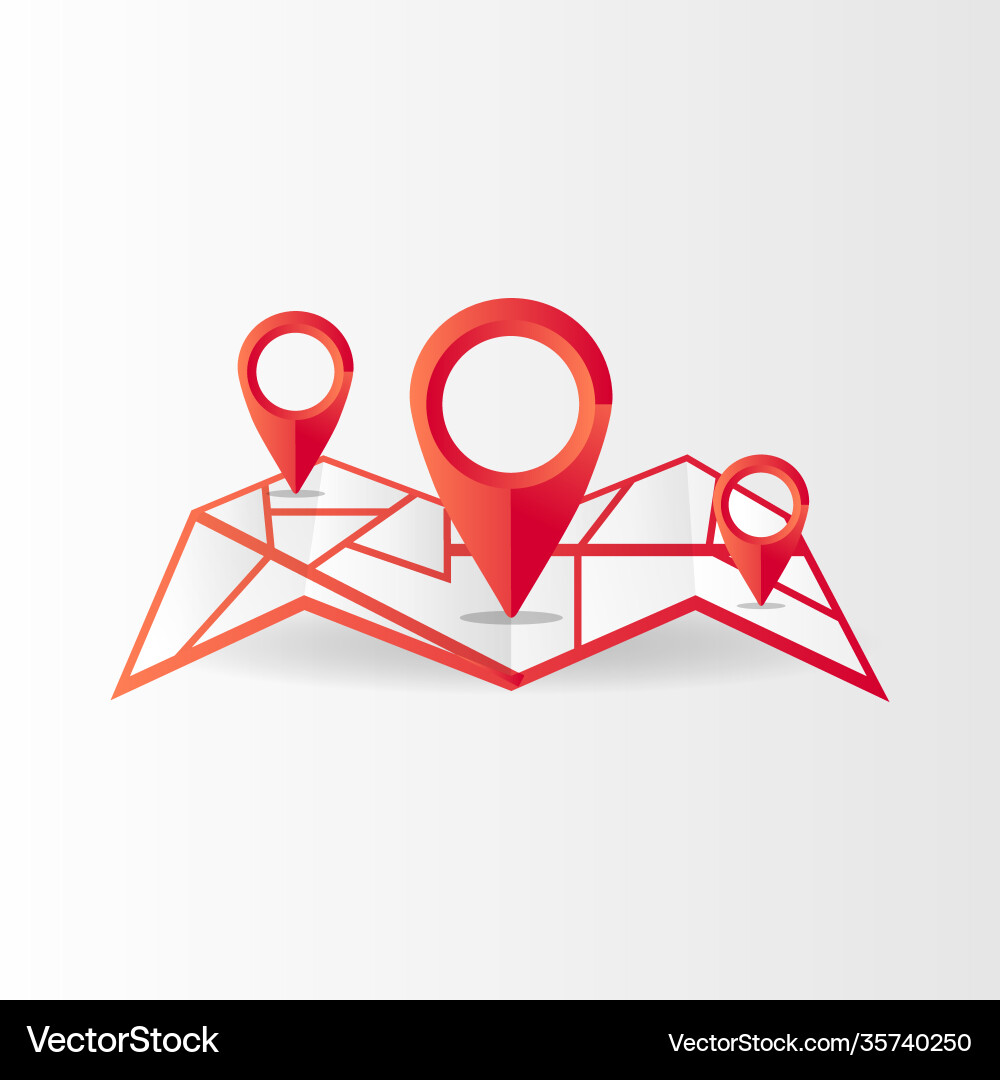 3d pin pointer with map design vector image