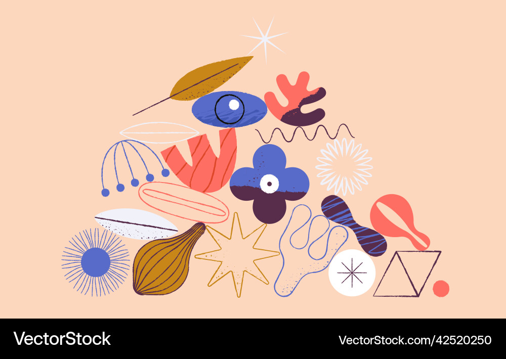 Abstract linear shape of flowers and sheets Abstract linear shape of flowers and sheets vector image