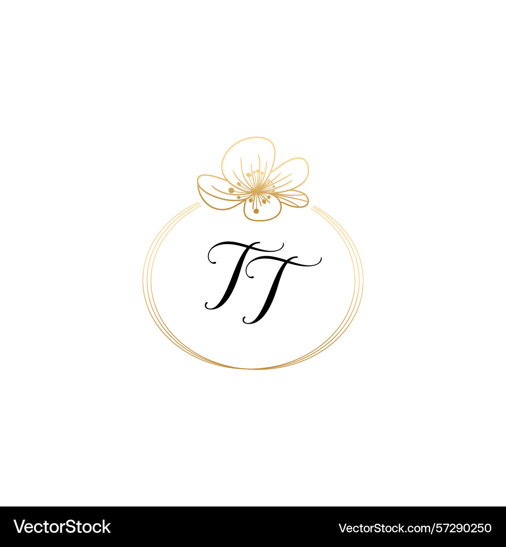 Botanical monogram logos with initial tt Vector Image