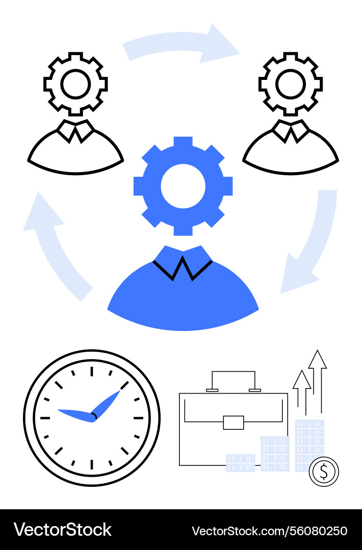 Business process and workflow with team Business process and workflow with team vector image
