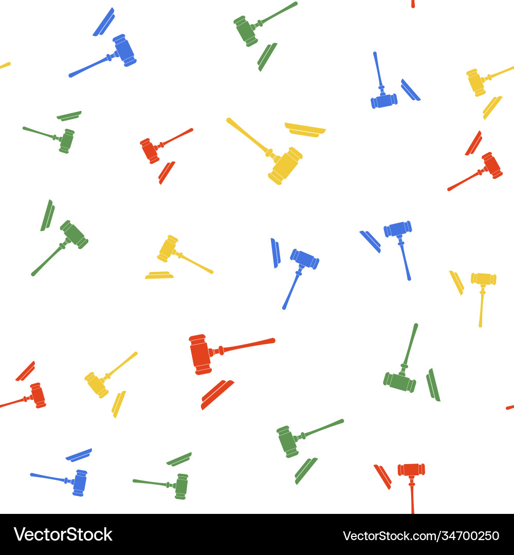 Color judge gavel icon isolated seamless pattern Color judge gavel icon isolated seamless pattern Vector Image