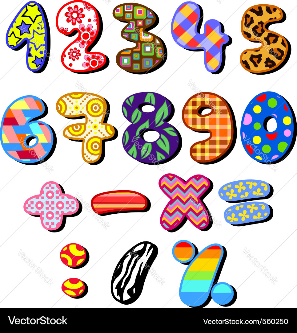 Colorful Number Pattern Set Vector Image