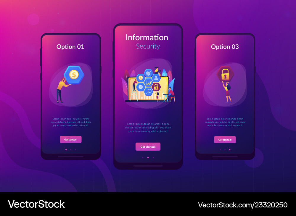 Cyber security management app interface template Cyber security management app interface template Vector Image