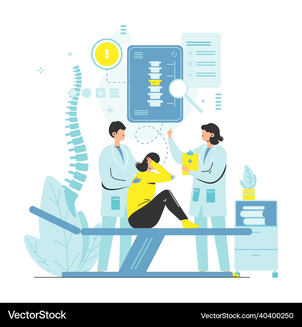 Doctor osteopath chiropractic treating woman Doctor osteopath chiropractic treating woman vector image