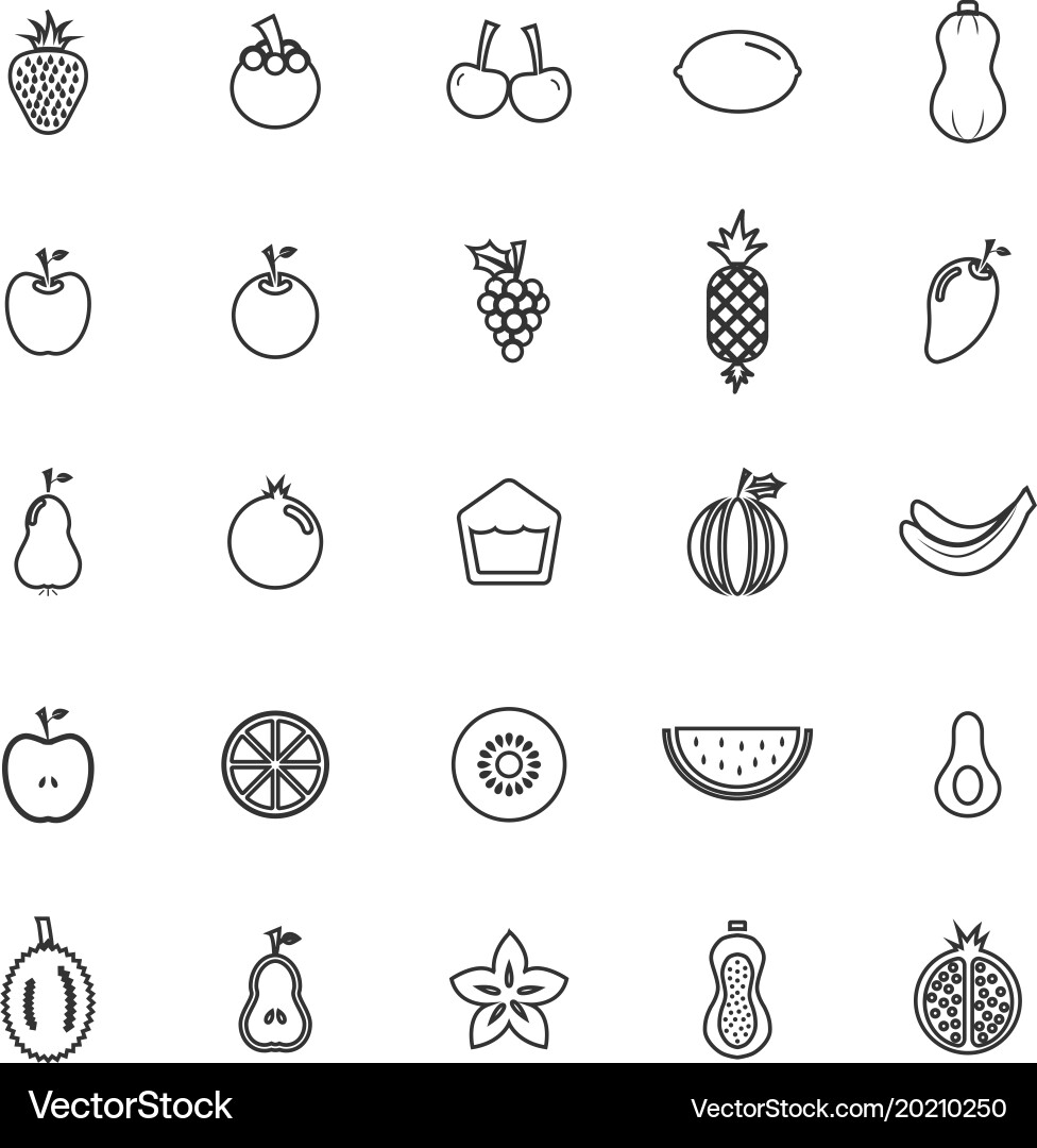 Fruit line icons on white background Vector Image