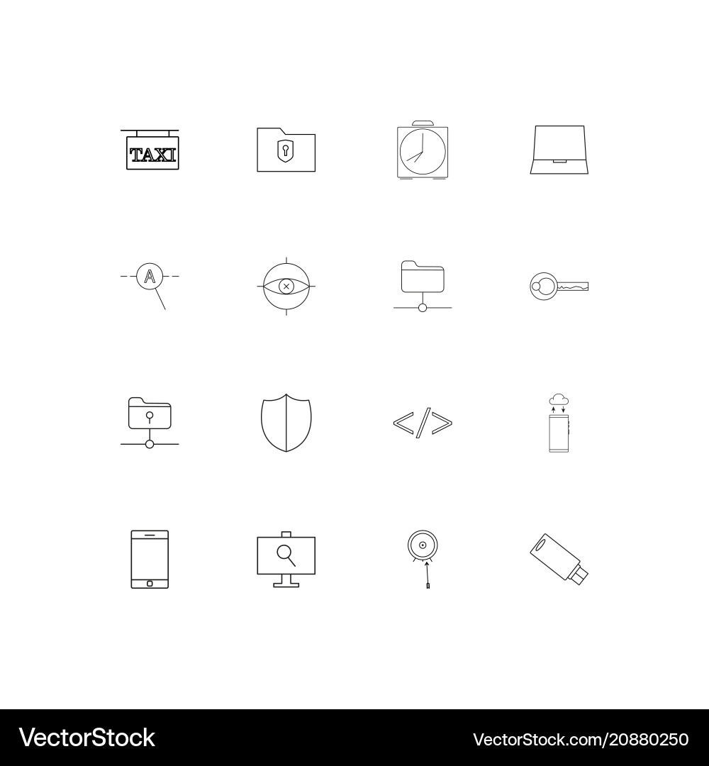 Internet technologies linear thin icons set vector image
