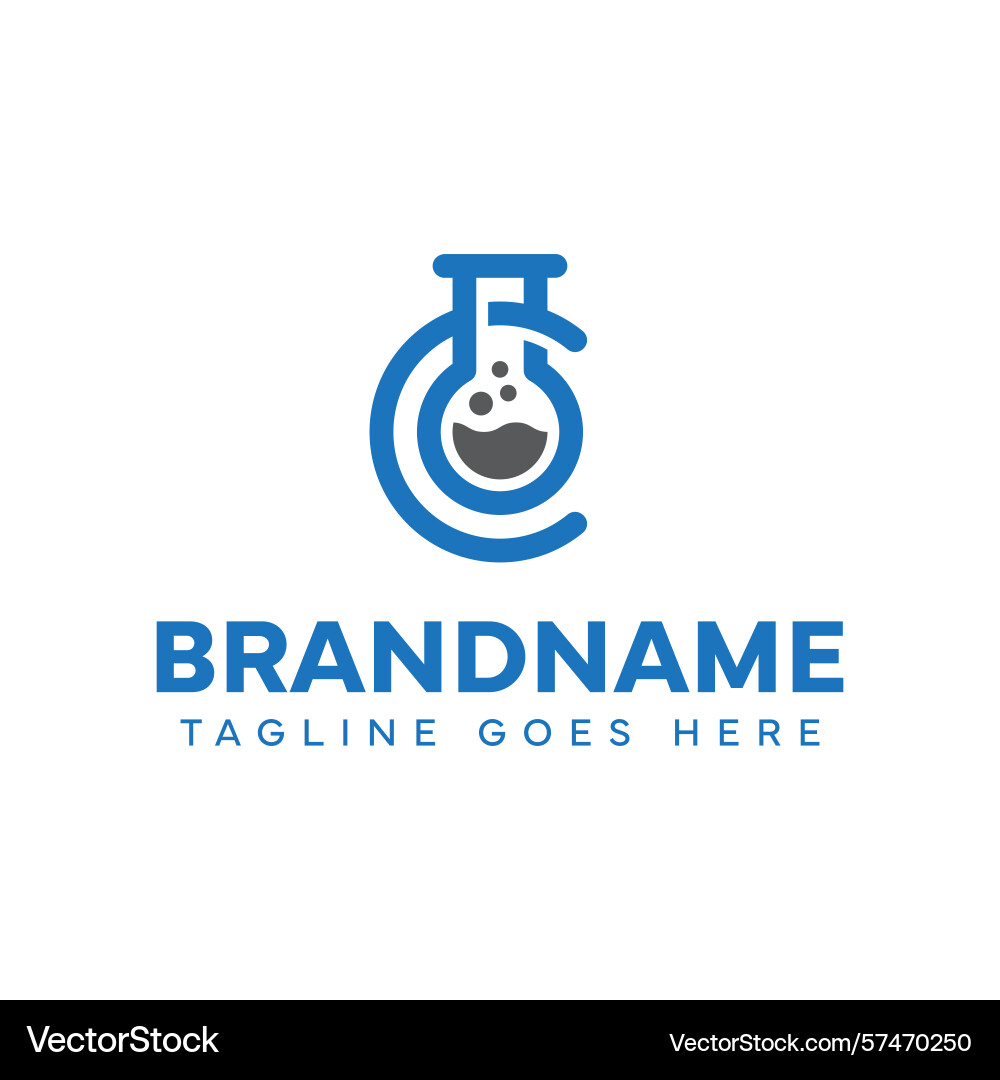 Letter c lab flask logo symbolizing science vector image