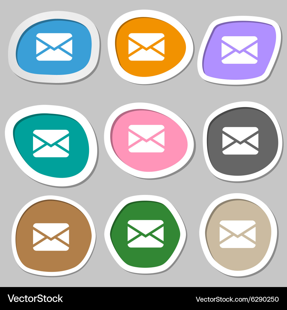 Mail envelope message icon symbols multicolored Vector Image