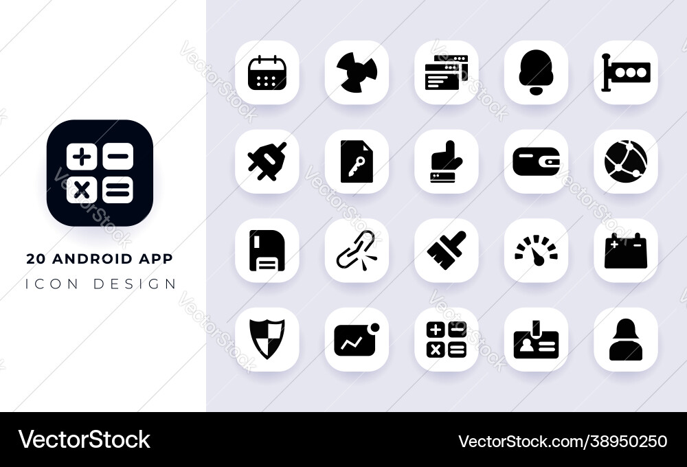Minimal flat android app icon pack Vector Image