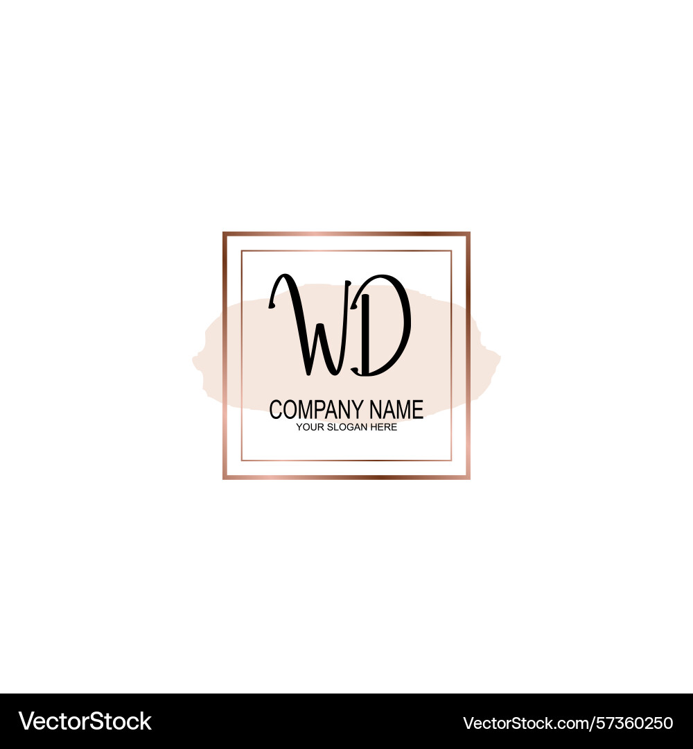 Minimalist handwritten wd initial logos with soft Minimalist handwritten wd initial logos with soft Vector Image