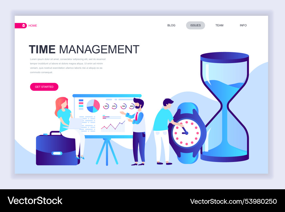 Modern flat web page design template of time Vector Image