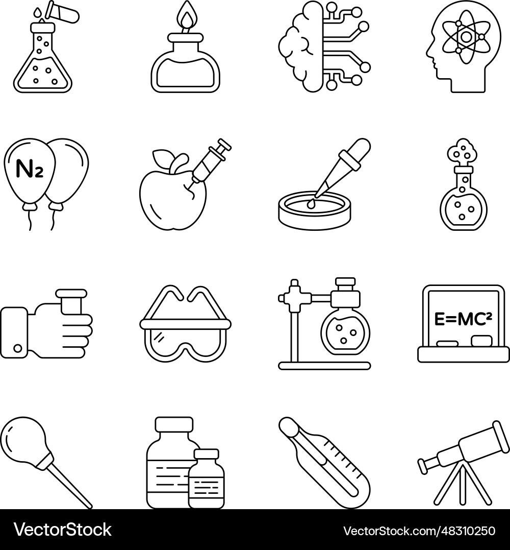 Pack of science and lab linear icons Pack of science and lab linear icons vector image