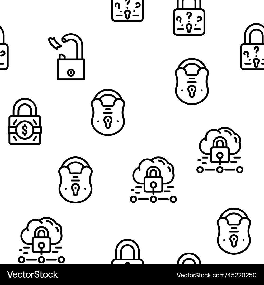 Padlock lock safe password seamless pattern vector image