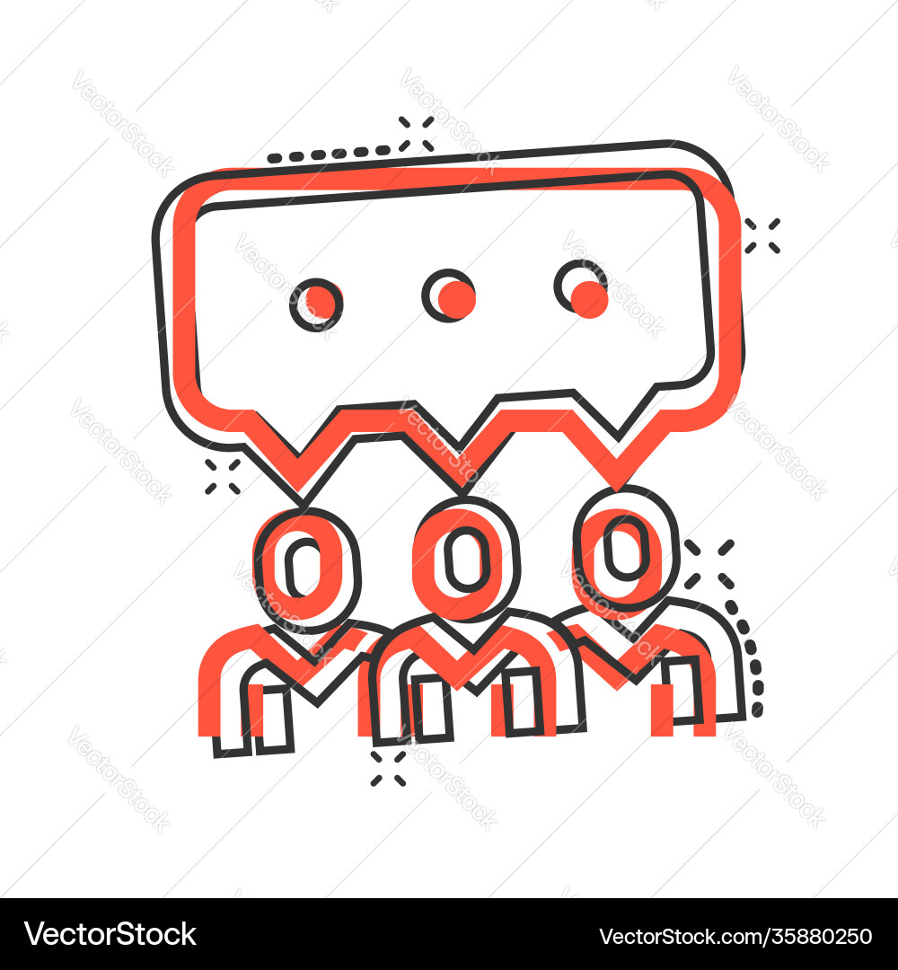 People with speech bubble icon in comic style People with speech bubble icon in comic style vector image