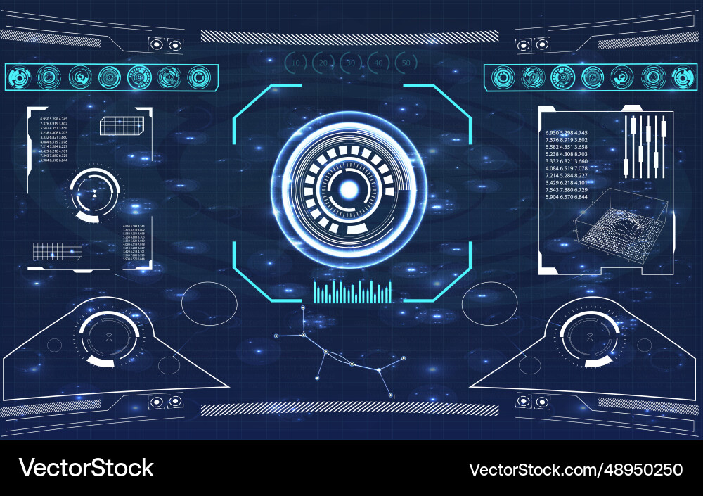 Radar technology hud display with grid Radar technology hud display with grid Vector Image