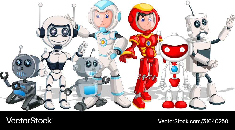 Robot Cartoon Set - Futuristic Robots vector image