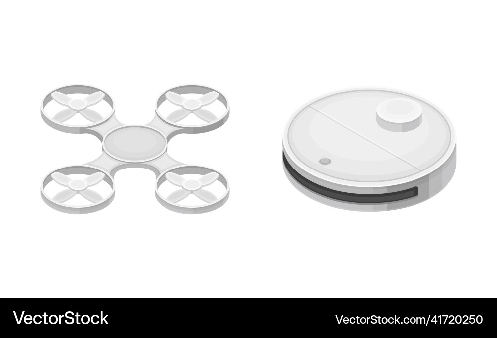 Robotic artificial objects set drone and vacuum Vector Image