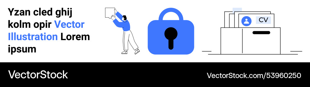Secure data storage concept with person organizing vector image