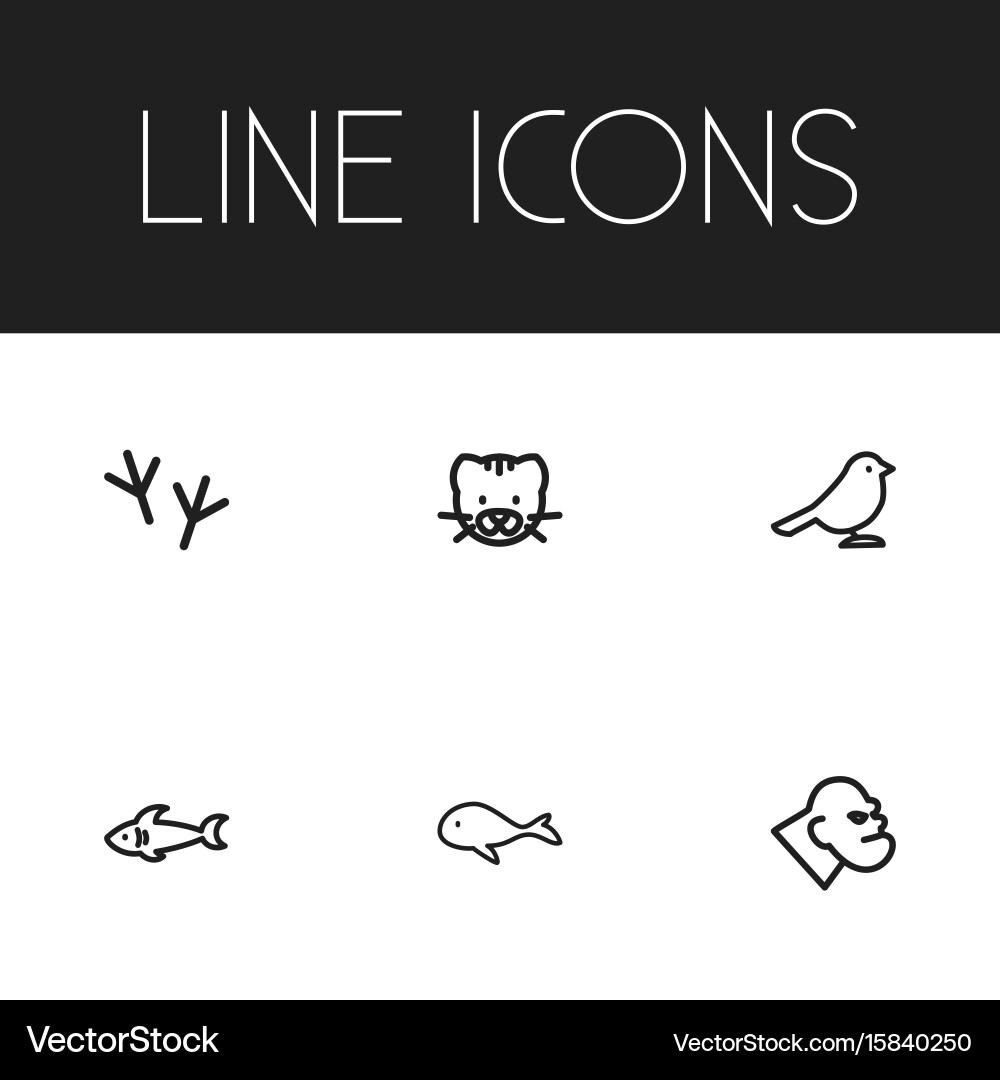 Set of 6 editable zoo icons includes symbols vector image