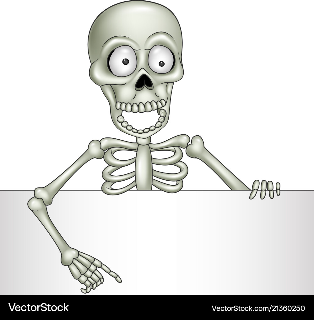 Smiling Skeleton with Sign Vector Image