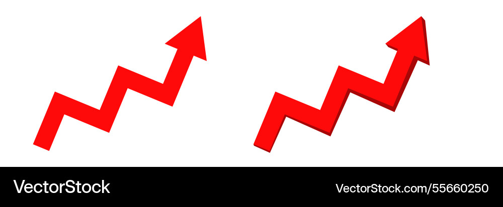 Two red zigzag arrows pointing upward vector image