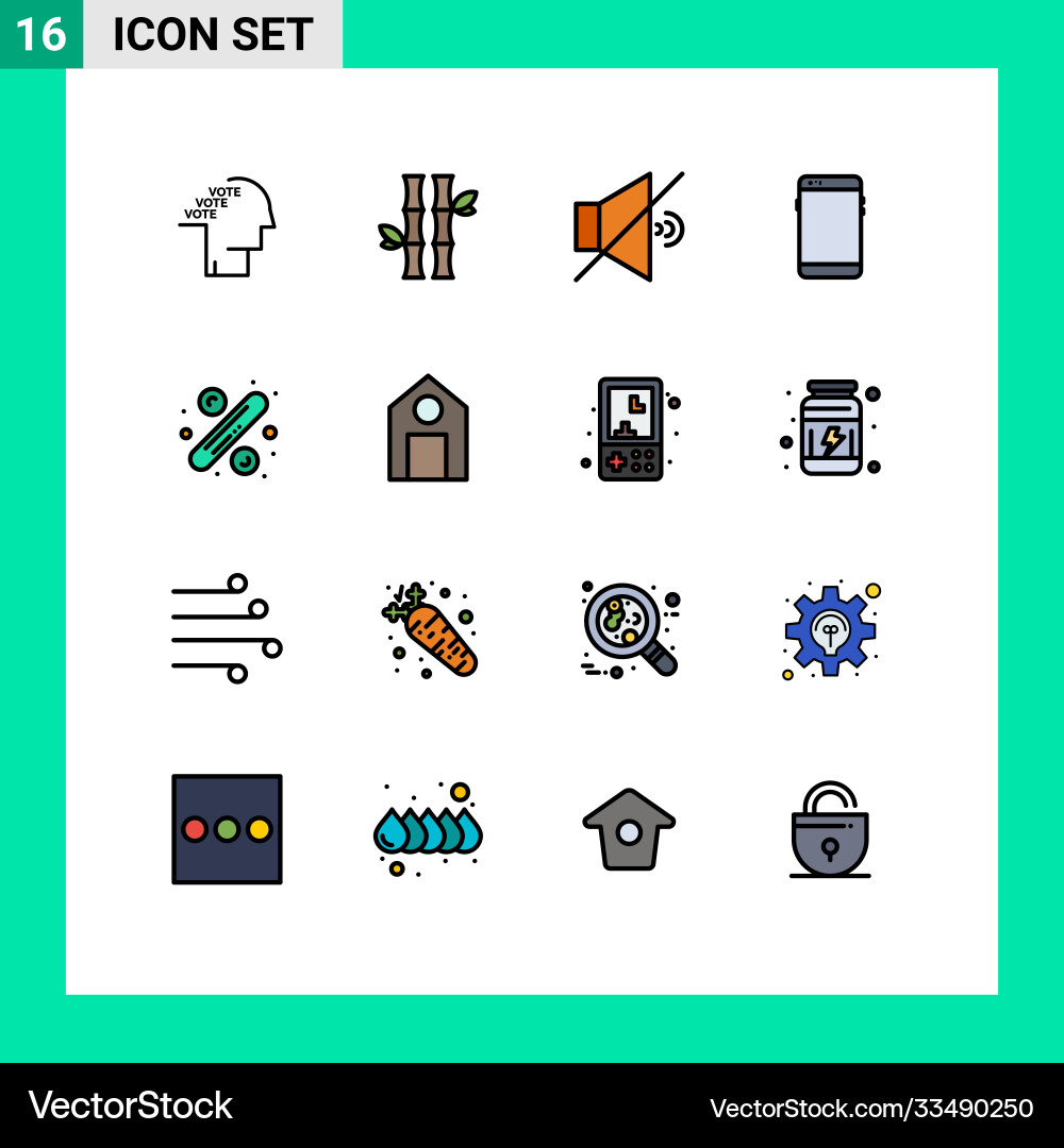 User interface pack 16 basic flat color filled Vector Image