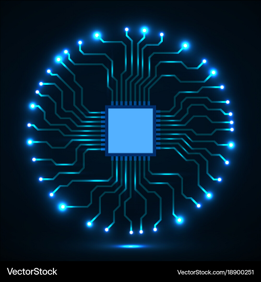 Abstrakte cpu Mikroprozessor-Mikrochipschaltung vektorbild