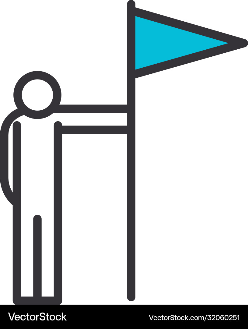Avatar man with flag line and fill style icon vector image