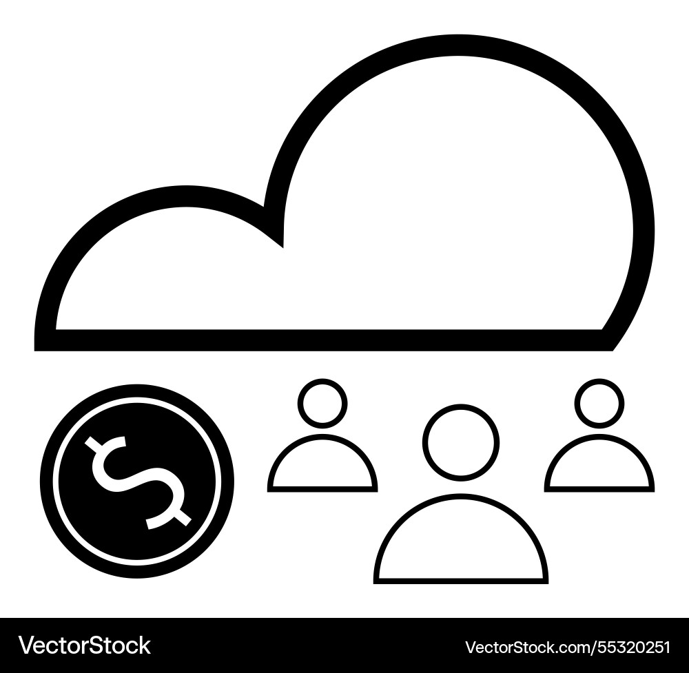 Cloud computing concept with users and dollar sign Cloud computing concept with users and dollar sign vector image
