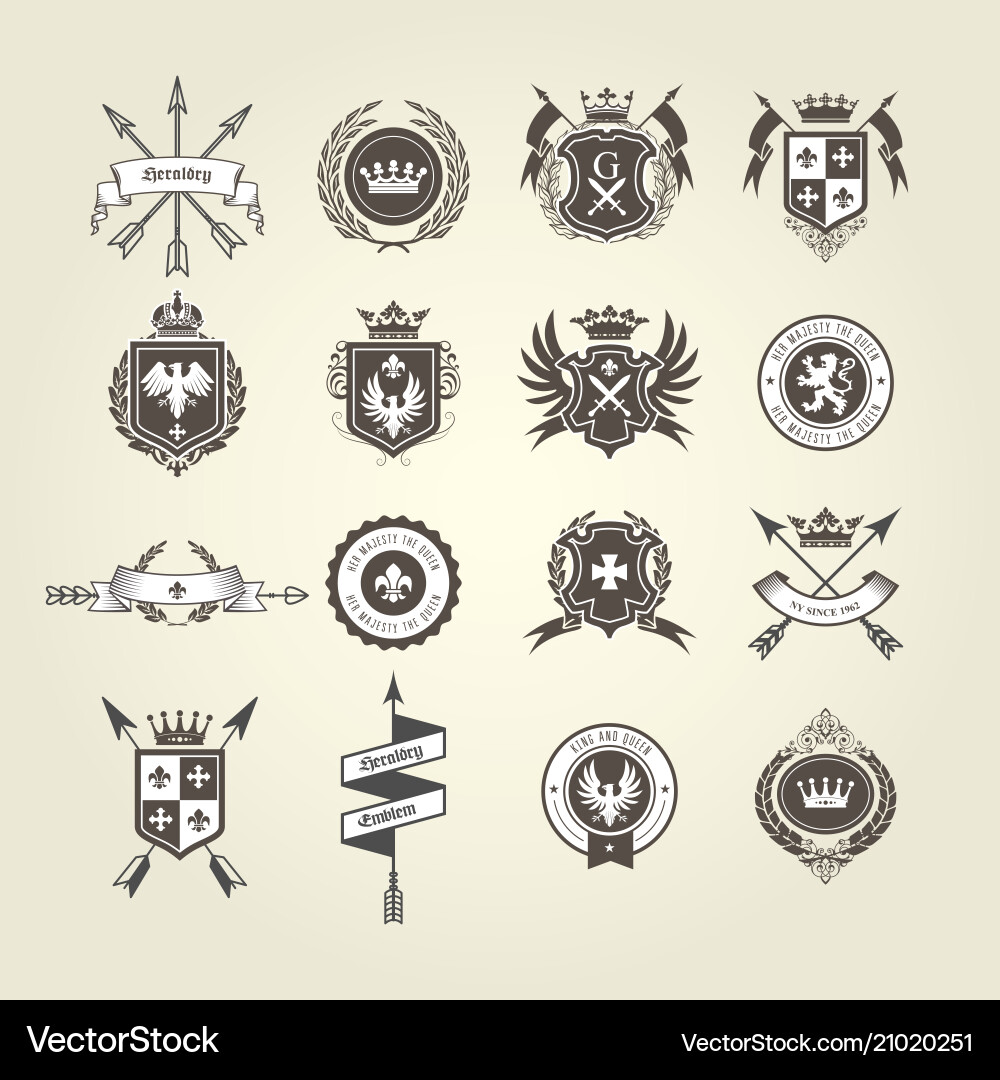 Coat of arms collection - emblems and blazons vector image