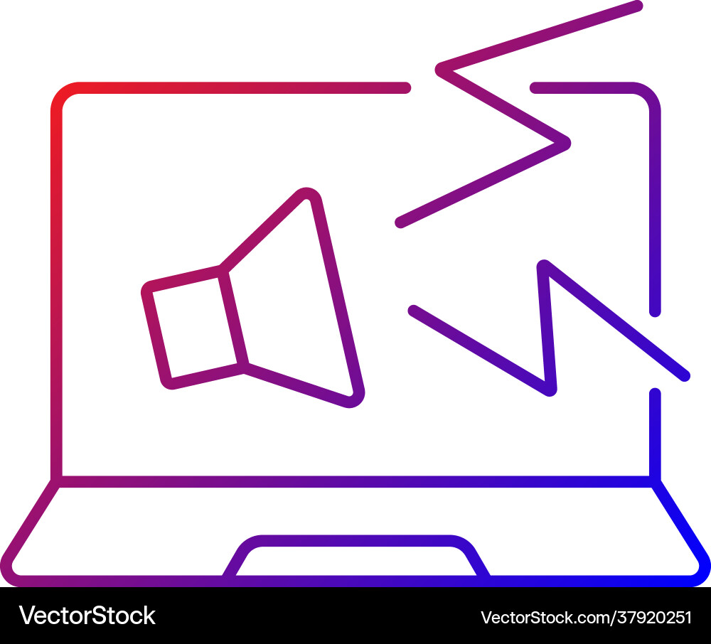Computer makes strange noises gradient linear icon Computer makes strange noises gradient linear icon Vector Image