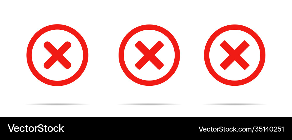 Cross red icon isolated elements symbol no or x Vector Image