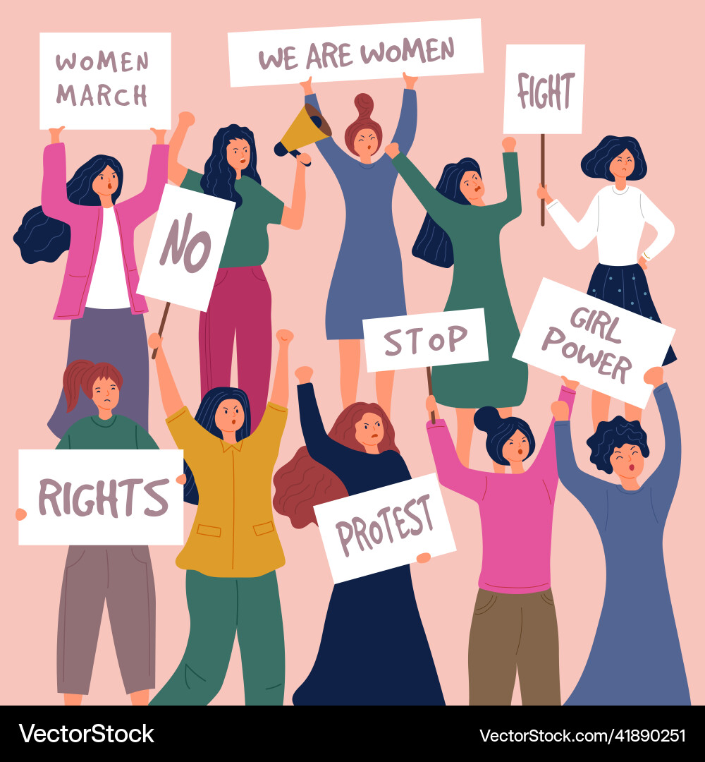 Feministisches Treffen Frau protestieren weiblich jung Feministisches Treffen Frau protestieren weiblich jung vektorbild