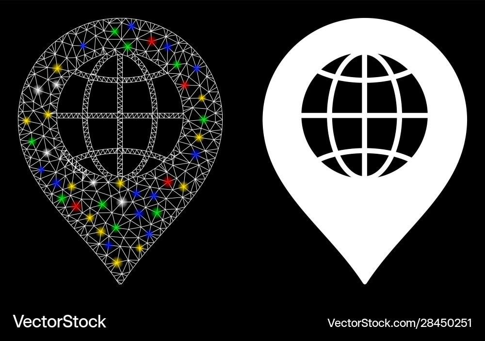 Flare mesh wire frame globe marker icon with Flare mesh wire frame globe marker icon with vector image