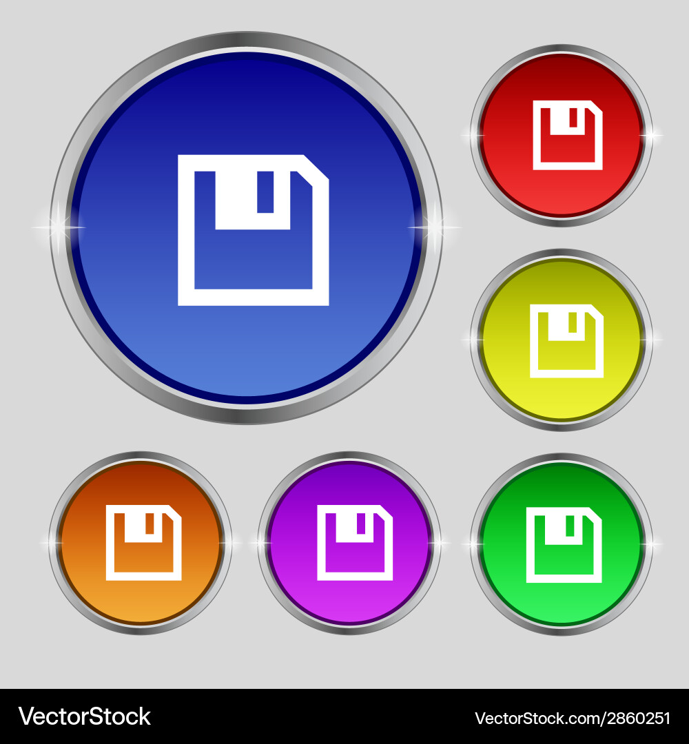 Floppy icon flat modern design set colour buttons vector image