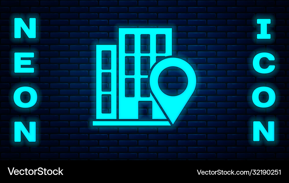 Glowing neon map pointer with house icon isolated Glowing neon map pointer with house icon isolated vector image