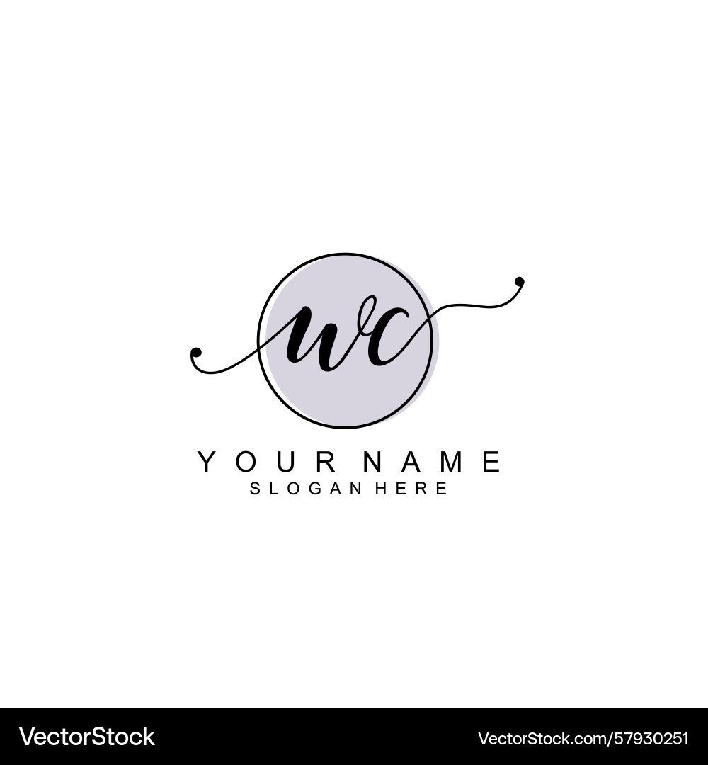 Handwriting logo concepts with initial wc Handwriting logo concepts with initial wc Vector Image