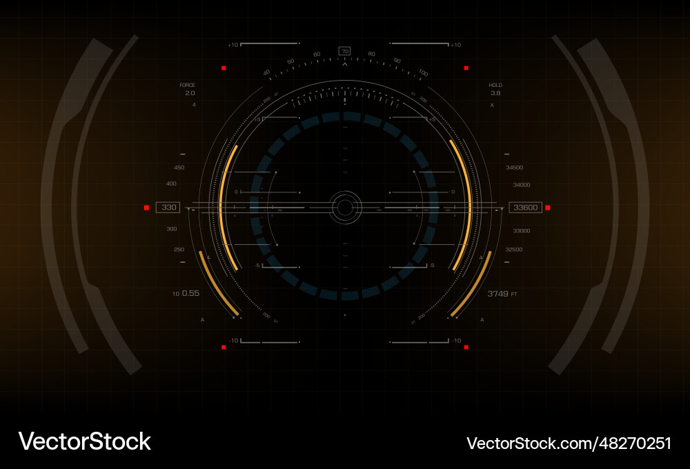 Hud sci-fi interface screen view digital data Hud sci-fi interface screen view digital data vector image