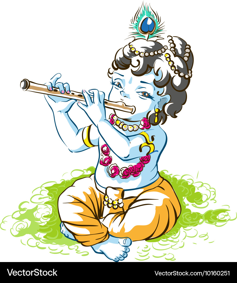 Krishna Flute Shepherd Boy Vector Image
