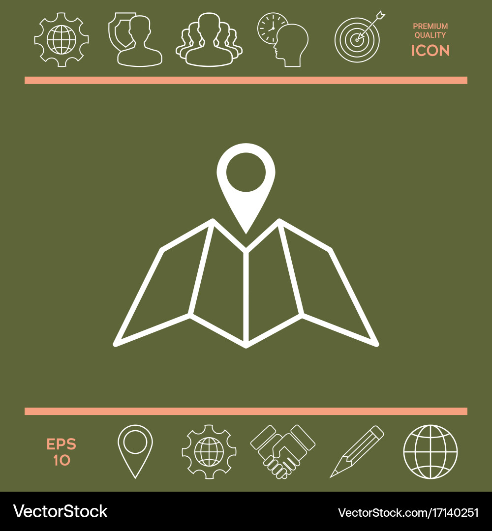 Map icon with pin pointer Royalty Free Vector Image