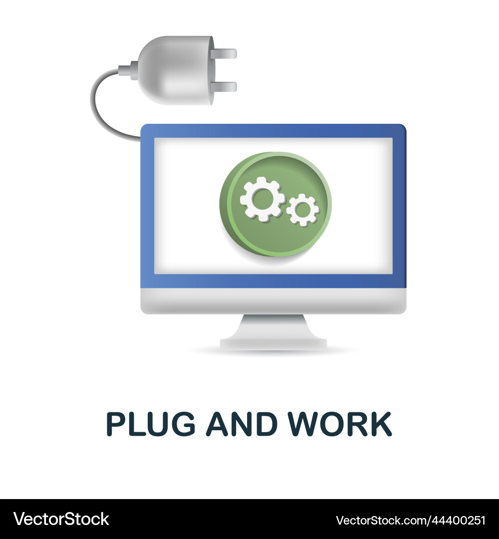 Plug and work icon 3d from digitalization Plug and work icon 3d from digitalization vector image