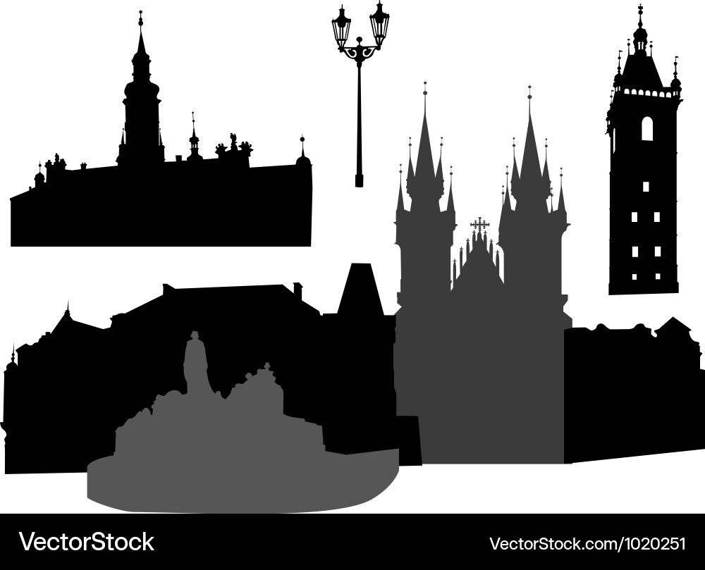 Prague City Silhouettes vector image