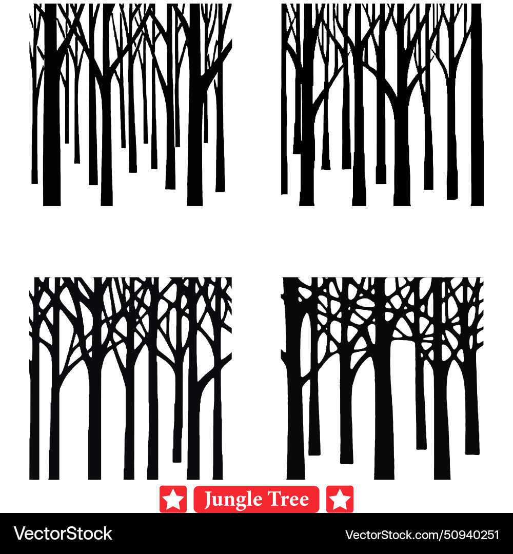 Rainforest canopy ensemble detailed tree Vector Image