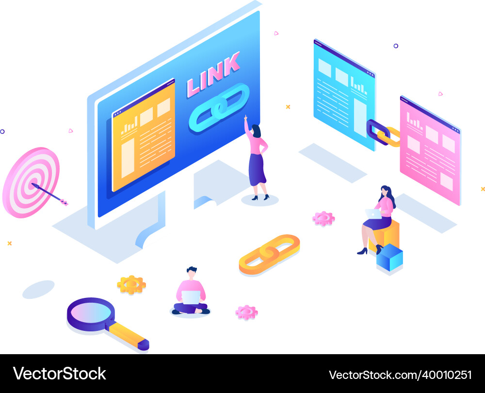 Seo link building as search engine optimization Seo link building as search engine optimization vector image