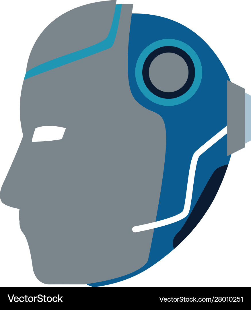 Side view robotic head icon flat design Vector Image