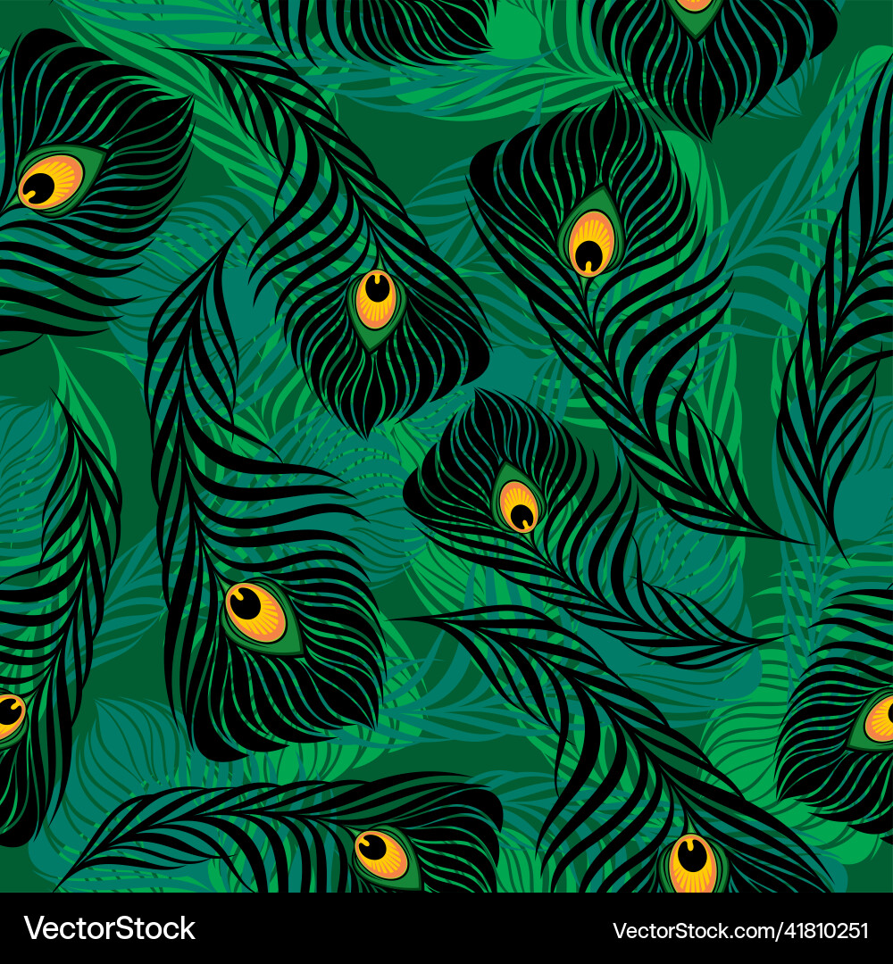 Stylish seamless pattern with peacock feathers Vector Image