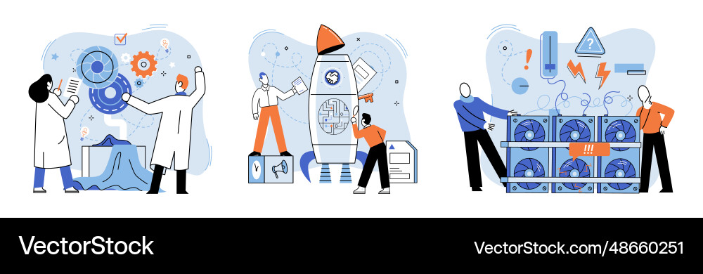 Team solving complex problems teamwork Team solving complex problems teamwork Vector Image