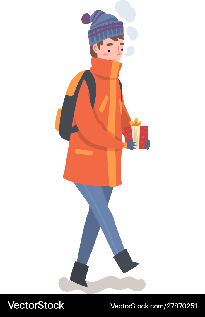 Teenage Junge mit Rucksack in Winterkleidung Teenage Junge mit Rucksack in Winterkleidung vektorbild